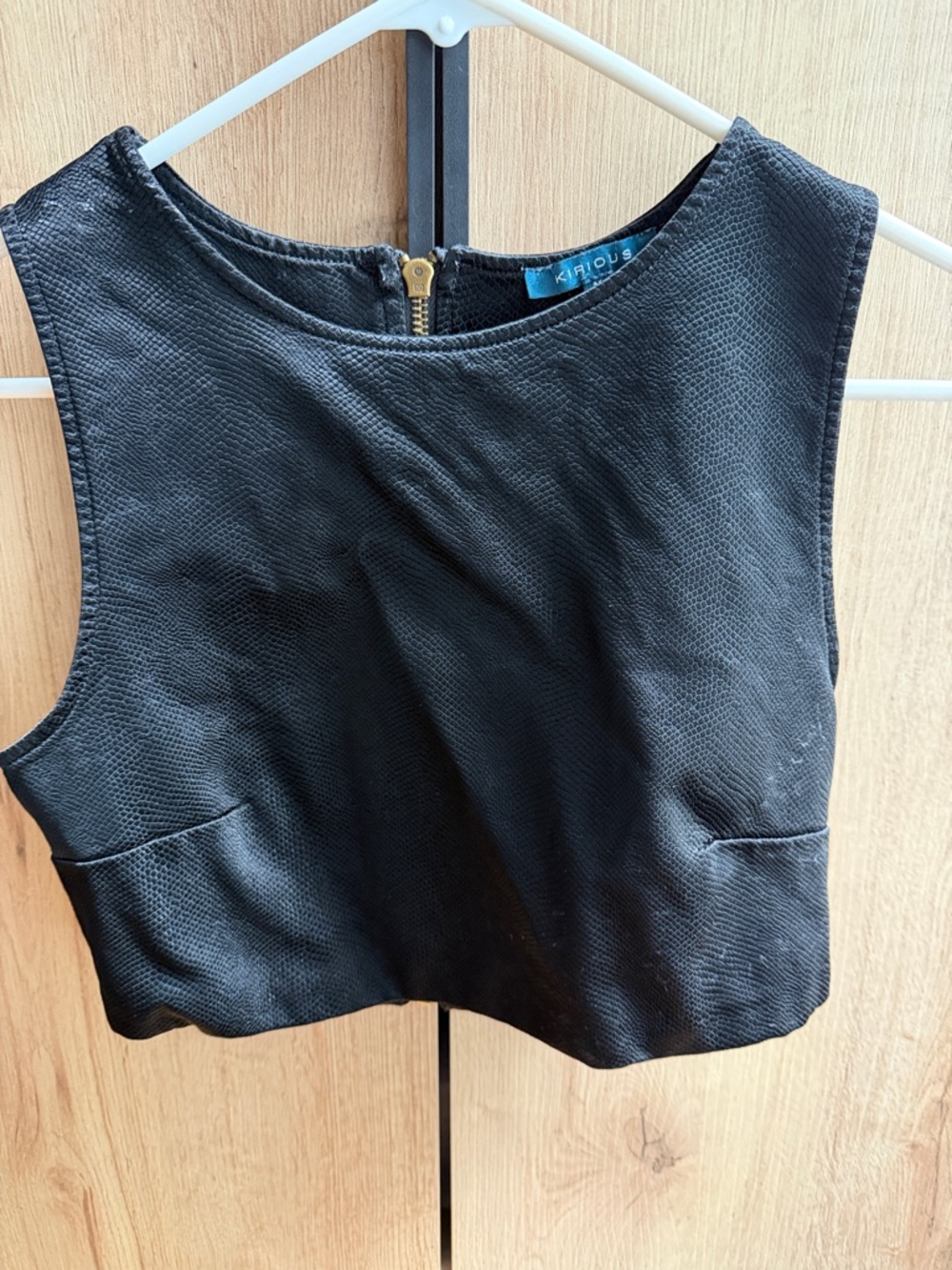 Sleeveless Black Crop Top with Back Zip